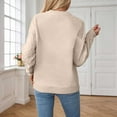 thumbnail image 4 of Arlun Women's Sweaters Crew Neck Pullover Cable Knit Sweater Solid Color Ribbed Casual Tops Warm Comfortable Classic Knitwear for Fall Winter Beige M, 4 of 7