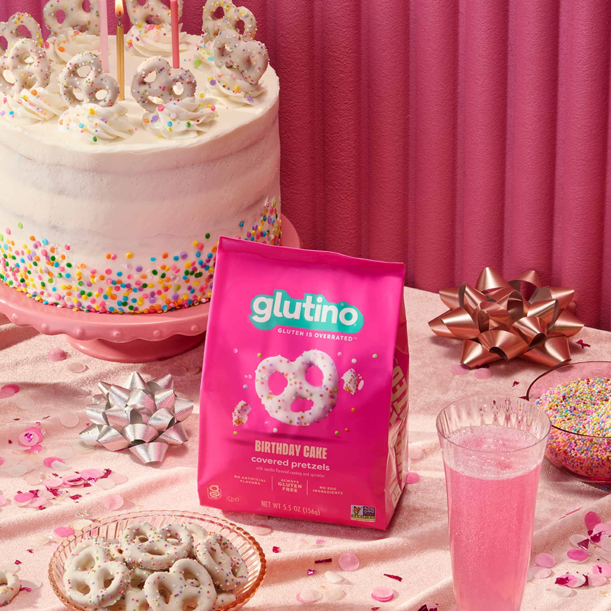 (6 pack) Glutino Gluten Free Birthday Cake Pretzel Twists, Gluten Free Snacks, 5.5 oz