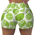 thumbnail image 2 of Fuzoiu Green Various Lemons Print Women's Workout Shorts,Workout Biker Shorts Women,Exercise Fitness Shorts,Scrunch Short, Athletic Shorts for Gym Yoga Running Sport Active-XX-Large, 2 of 8