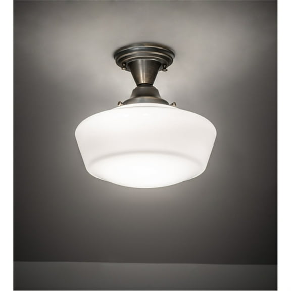 Meyda Tiffany 219153 Revival Schoolhouse 12" Wide Semi-Flush Ceiling Fixture - Brass