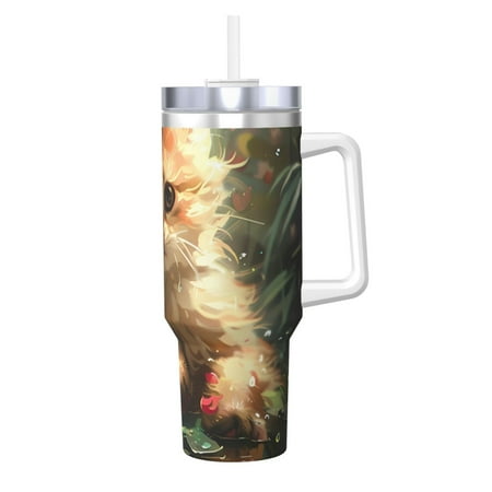 

Daiia Cute Kitten Water Lilies Printed 40 oz Tumbler with Handle Ice Bully Insulated Tumbler 2 in 1 Lid Insulated Water Bottle Stainless Steel Travel Coffee Mug