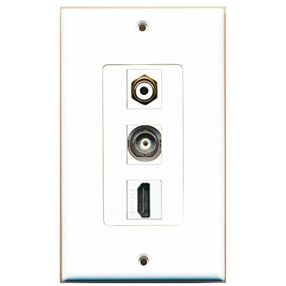 RiteAV - 1 Port HDMI and 1 Port RCA White and 1 Port BNC Decorative Wall Plate Decorative