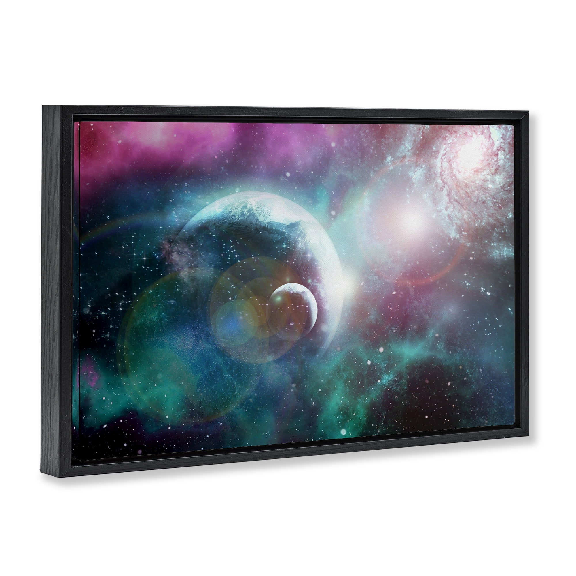 Eclipsing Cosmos Planets Black Framed Floater Canvas Wall Art, design by Ali Chris