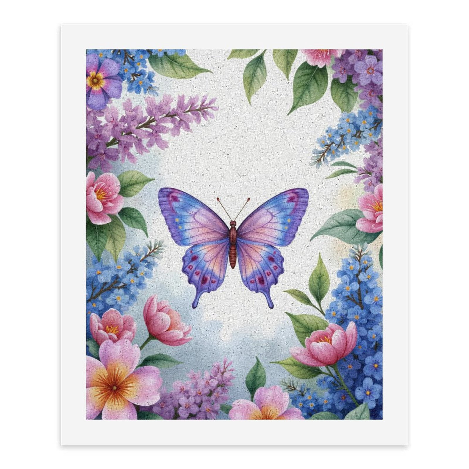 Paint By Numbers Kit for Adults Beginner - Radiant Butterfly Floral Frame DIY Canvas Painting Kits for Adults, Frameless Paint By Number for Adults for Home Wall Decor 16x20 Inch