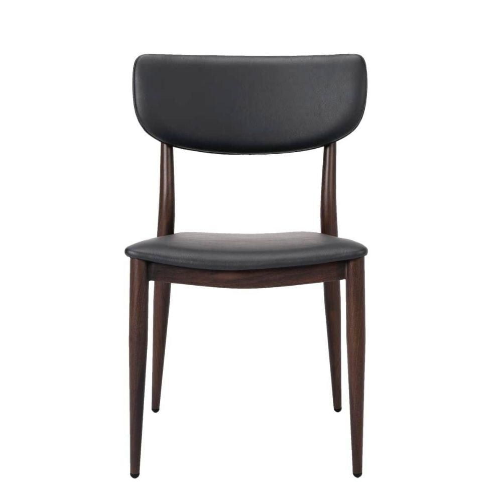Chaise de salle à manger en similicuir PU Sammy en gris avec cadre en métal noir, Chaise de salle à manger latérale, Chaise sans accoudoirs Ensemble 2