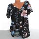 thumbnail image 1 of Fiudx Ofertas Relámpago Blusa Estampada de Manga Corta con Cuello En V para Mujer Blusas Tipo Jersey, 1 of 4