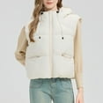 thumbnail image 4 of Fanxing Women's Hooded Puffer Vest Winter Zip Up Lightweight Sleeveless Warm Crop Jacket Outerwear Padded Coat with Pocket White L, 4 of 9