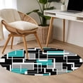 thumbnail image 4 of Teal Blue Black Geometric Round Area Rug 3Ft Washable Small Circle Rugs for Kitchen Entryway, Modern Abstract Art Block Non-Slip Carpet Floor Mats Indoor Outdoor Carpet Runner Aesthetic Home Decor, 4 of 8