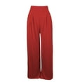 thumbnail image 5 of JJHGVB Flare Pants Palazzo Pants Women's Solid Loose Relaxed High Waist Pocket Wide Leg Pants Yoga Pants Women'S Pants Red S, 5 of 5