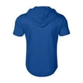 thumbnail image 4 of Men's Casual Short Sleeve Sweatshirt, Loose Breathable Solid Color Jacket with Multiple Pockets and Zipper for Sports and Summer Outings,Blue,L, 4 of 5