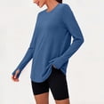 thumbnail image 3 of Aezemi Women's Workout Tops Long Sleeve Soft Flowy Round Neck Shirts Curved Hem Quick Dry Comfy Sports Shirts for Hiking Running S, 3 of 8