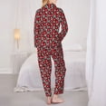 thumbnail image 6 of Goofa Red Floral Printed Women’s 2 Piece Pajama Set Super,Pajamas Women's Long Sleeve Sleepwear Soft Button Down Loungewear Pjs Lounge Set Nightwear-Small, 6 of 9