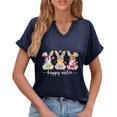 thumbnail image 4 of Corto para las Mujeres Casual Verano 2025 Pascua Impresión V-Cuello Camiseta, Ligero 95% Poliéster 5% Spandex Top para Toda la Temporada Hogar Y Diario, 4 of 7