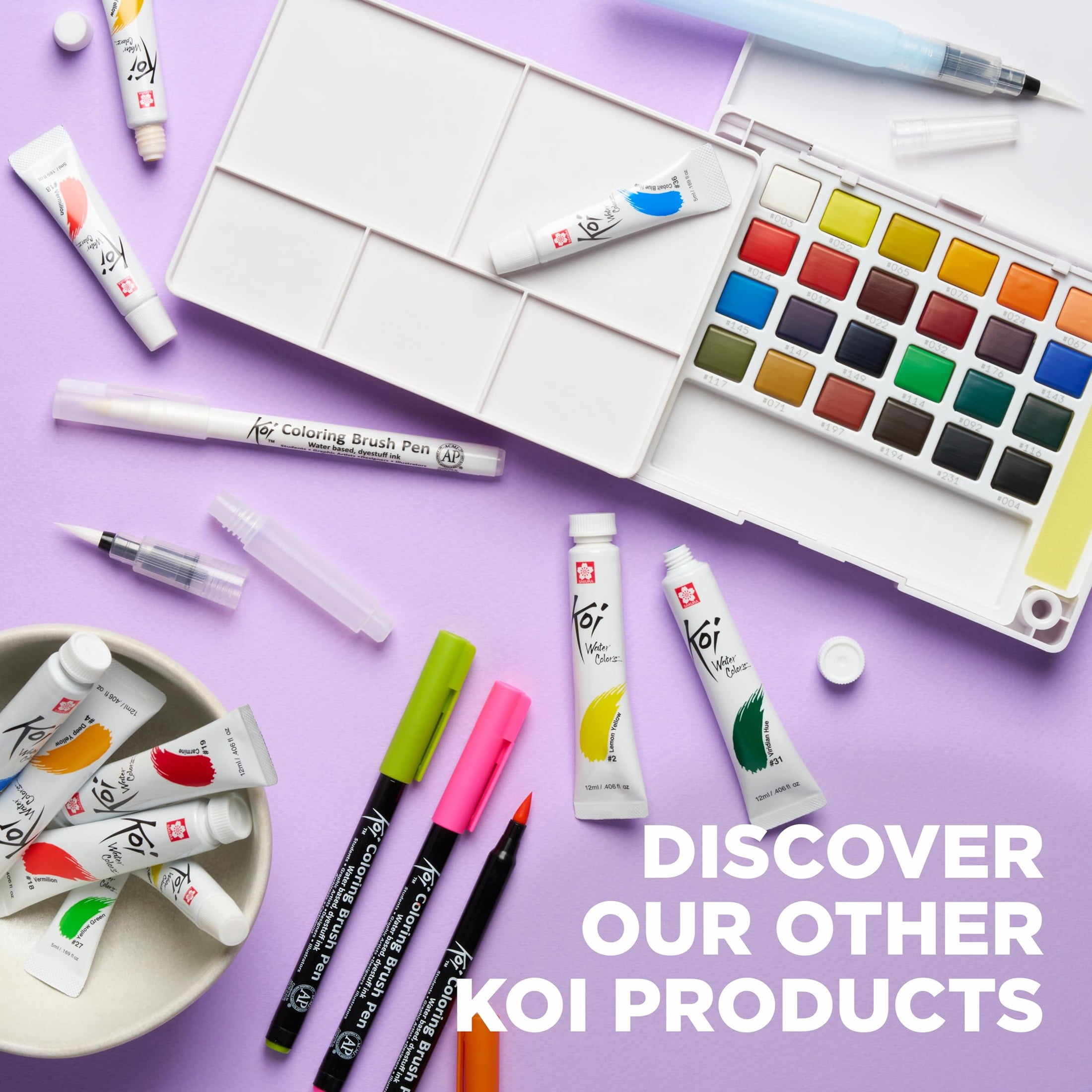 Sakura Koi Pocket Field Sketch Kit - Watercolor Sets for Painting On the Go - Holiday Gifts for Artists, Crafters & DIY Gifts Projects - 24 Colors - 1 Water Brush - 1 Sponge - 1 Mixing Palette