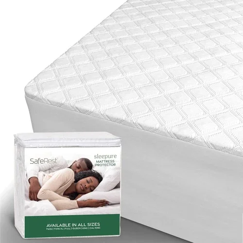Saferest Bamboo Viscose Sleepure Quilted Mattress Protector, Full - White