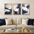 thumbnail image 3 of Blue Beige Abstract Wall Art Set of 3, Navy Brush Stroke Modern Art Decor, Earth Tone Minimalist Shape Framed Painting, Rust Dusty Neutral Prints for Living Room, Bedroom, Office- 3Pieces,16x24 inch, 3 of 6