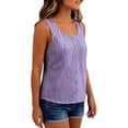 thumbnail image 7 of Spring Summer Shirts for Women Vertical Striped Button Front Tank Tops Scoop Neck Linen Blend Top Breathable Office Casual Summer Blouse Purple L, 7 of 7
