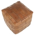 thumbnail image 5 of Brown Leather Cobbler Pouf Ottoman, Industrial Square Footstool with Patchwork Stitching for Living Room Seating Decor, 5 of 8