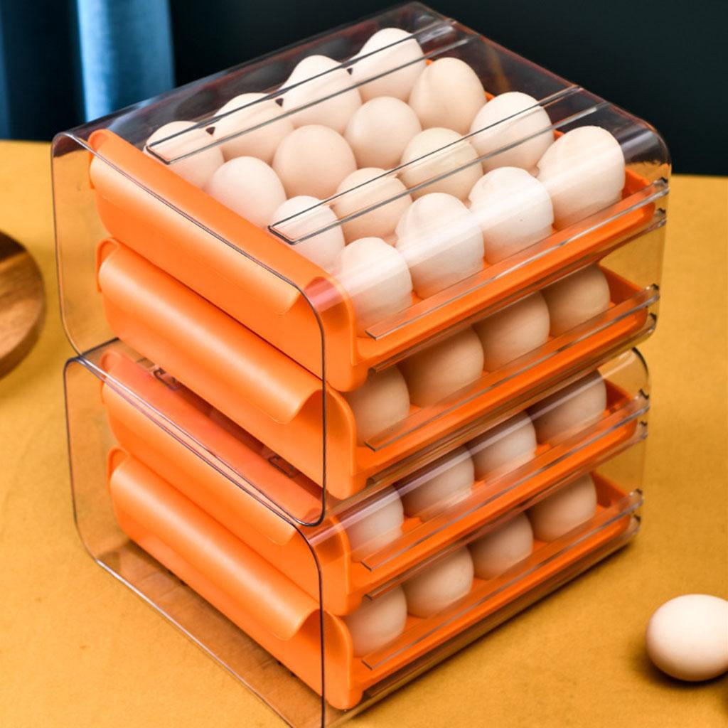 Egg Holders for Refrigerator Drawer Egg Tray Box Dispenser Stackable Egg Cartons