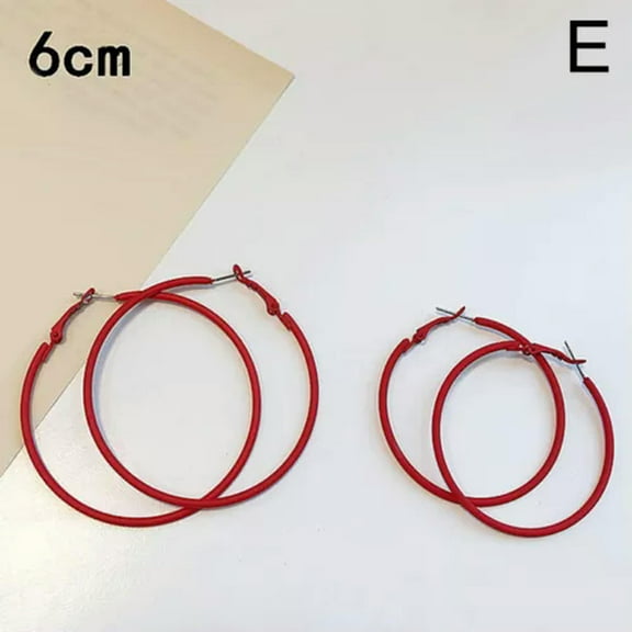 HOOUN Ladies Women Fashion Large Big Round Hoop Earrings Candy Color Jewelry Gift-Red