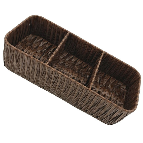 Rattan Three-compartment Box Hamper Desktop Woven Basket Weaving Storage Basket Toilet Tank Desktop Organizing Basket