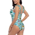thumbnail image 5 of Yiaed World Travel1 Print Women's Ruffled One Piece Swimsuit V Neck Swimwear Slimming Monokini for Woman-Small, 5 of 8