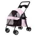 thumbnail image 4 of Yedigre 4-Wheel Folding Pet Stroller with Cup Holder, Large Breathable Mesh – Outdoor Travel Dog Cat Carrier Stroller, 4 of 9