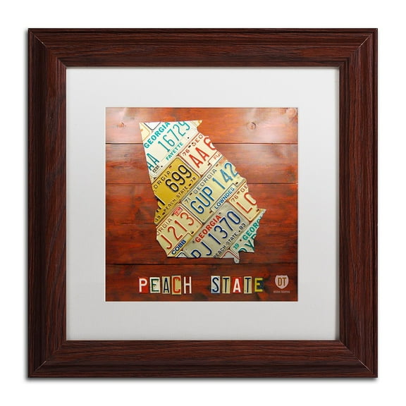 Trademark Fine Art 'Georgia Map' Canvas Art by Design Turnpike, White Matte, Wood Frame