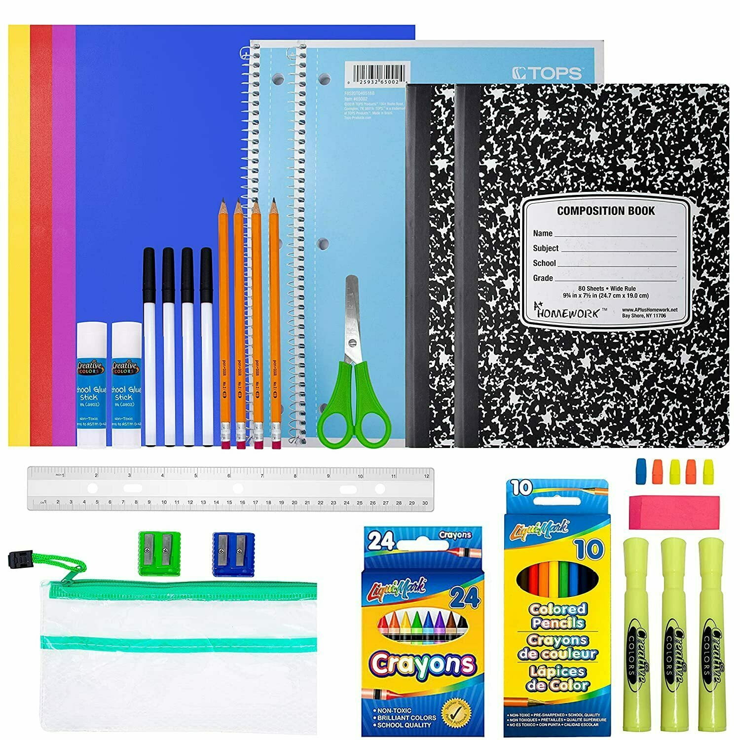 VEEBOOST School Supplies for Kids, Back to School Supply Box, Double Set
