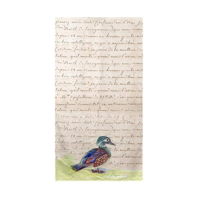 Betsy Drake BT149B Female Wood Duck Beige Script Beach Towel