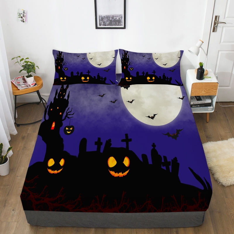 halloween bed sheets queen