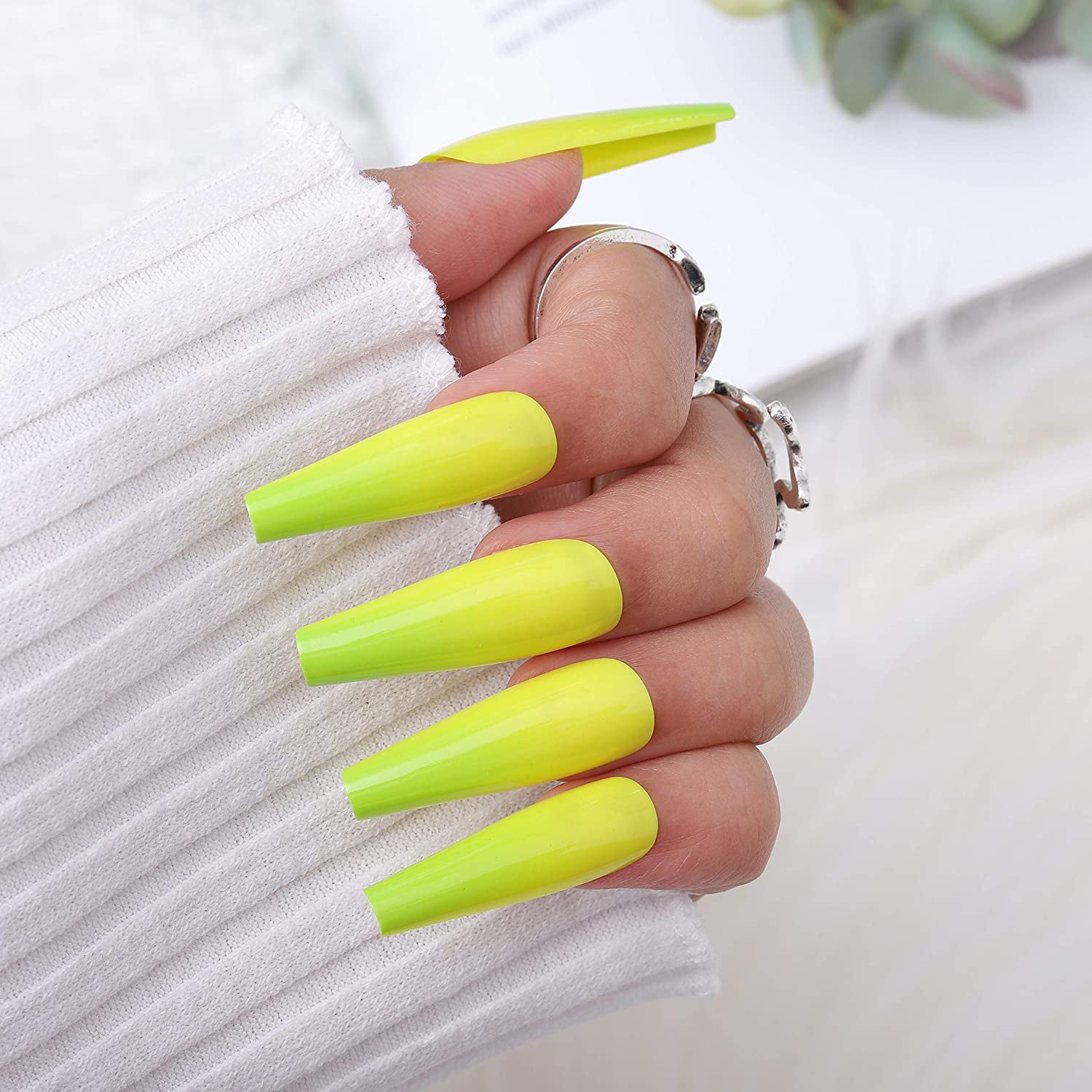 Eye Candy Nails & Training - Almond acrylics with neon yellow, green and  orange French and ombré by Amy Mitchell on 22 April 2017 at 11:40