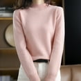thumbnail image 4 of Sweaters For Women High Collar Knitted Sweater Autumn And Winter Short Pullover Solid Color Loose Thickened Bottom Shirt Fall Clothes ,Pink, 4 of 4