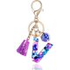 thumbnail image 1 of Llavero con letra A-z morada para mujer, bolso, bolso, colgante con letra inicial del alfabeto de resina con bola de cristal con borla, 1 of 3