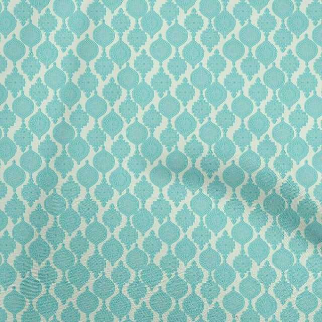 oneOone Rayon Aqua Blue Fabric Kalamkari Craft Projects Decor Fabric Printed By The Yard 56 Inch Wide