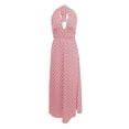 thumbnail image 5 of Iyufng Deep V-Neck Polka Dot Print Maxi Dresses for Women Backless Strap Up Stretch Dress, 5 of 9