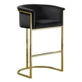 thumbnail image 1 of Tabouret de Bar en Velours Noir (Unité) avec Base en Métal Doré Chromé, 1 of 3