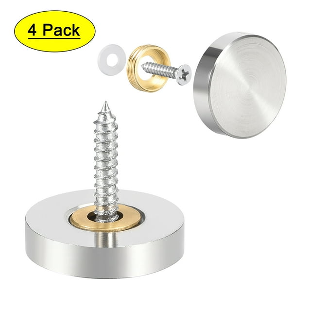 Unique Bargains Mirror Screws Decorative Caps Cover Nails Brushed Stainless Steel 22mm 4Pcs