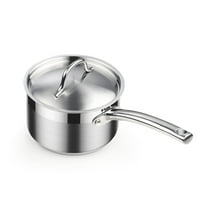 Cooks Standard Saucepan with Lid 18/10 Stainless Steel, 2-Quart Professional Sauce pot Mini Milk Pan, Oven Safe 500F, Compatible with All Stovetops