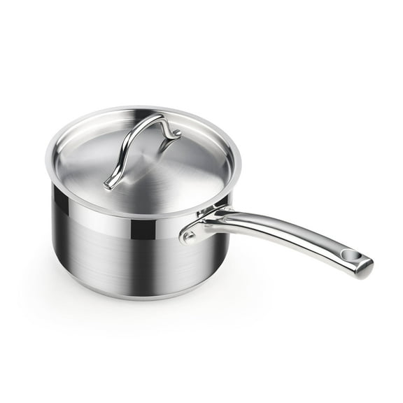 Cooks Standard Deep Sauté Pan with Lid, 4-Quart Professional Deep Frying Pan 18/10 Stainless Steel Chef’s All Purpose Pan with Cover, Compatible with All Stovetops