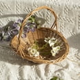 thumbnail image 4 of Lypsnake Handwoven Wicker Harvest Basket with Handle,Lightweight Oval Woven Storage Basket for Fruit Flower Vegetable Gathering, Rustic Portable Wicker Tray for Wedding Decor Picnic Garden Layout, 4 of 6