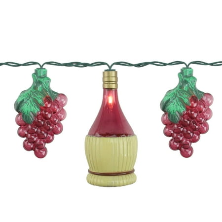 Set Of 10 Grape Wine Bottle Summer Garden Patio Lights Green