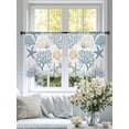 thumbnail image 3 of Summer Ocean Life Sheer Curtains 54 Inch Long 2 Panels, Marine Starfish Coral Line Art Light Filtering Rod Pocket Curtains, Sheer Voile Drapes for Living Room Bedroom, 52"x54", 3 of 8