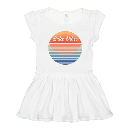 

Inktastic Lake Vibes Retro Sunset Gift Toddler Girl Dress