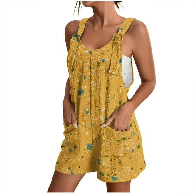 Penkiiy Combinaison Sans Manches à Imprimé Drapeau des États-Unis pour Femme, une Pièce, TG, Jaune