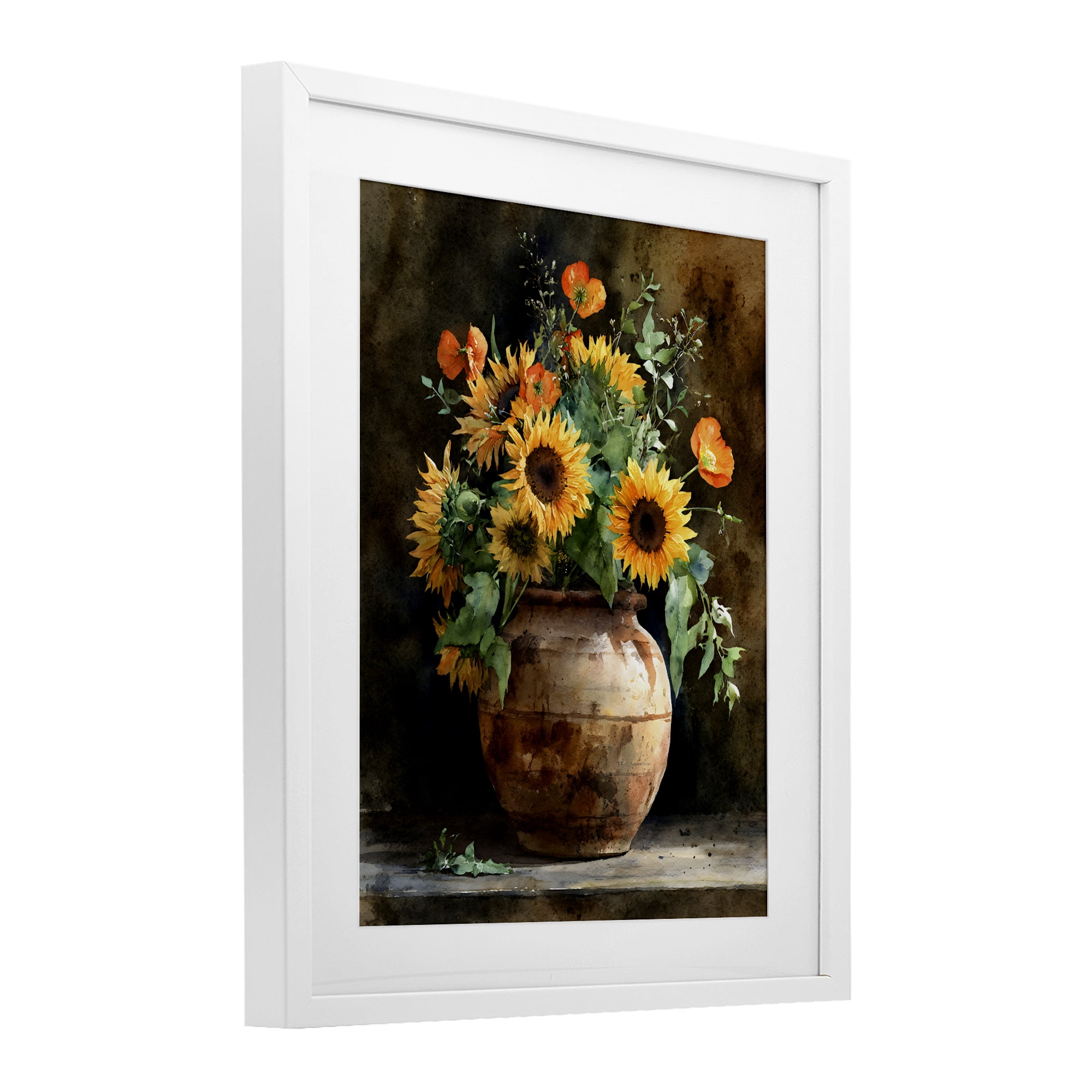 Stupell Industries Rustic Sunflower Display White Framed Print Under Glass, design by Franklyn Gregory