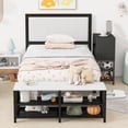 thumbnail image 2 of Twin Metal Platform Bed with Storage Shelves &amp; Cabinet - Black, 87"x61.8", Bedroom Furniture. Durable Metal Frame, Wooden Storage, Footrest. Modern Design for Bedroom., 2 of 11