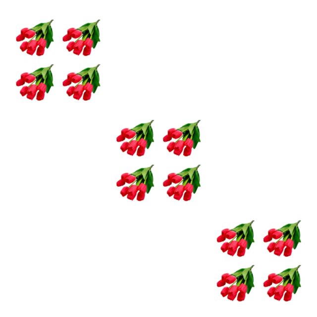 Inteprter 4X flores artificiales Real Touch 9 cabezas ramo falso boda falso tulipanes flor planta interior exterior jardín suministros rosa Type1 NO1