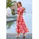 thumbnail image 2 of Vestido PRETTYGARDEN Midi de Verano con Escote Cuadrado y Mangas Abullonadas Rojo S, 2 of 5