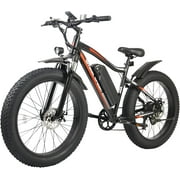 Wheelspeed S6 Electric Bike 26" X 4.0"Fat Tires, 500W Motor & 19.8 MPH Electric Mountain Bike for Adults, 70 Miles Range Electric Bicycle, Removable Battery, Shimano 7-Speed Snow Beach E-Bike (Black)